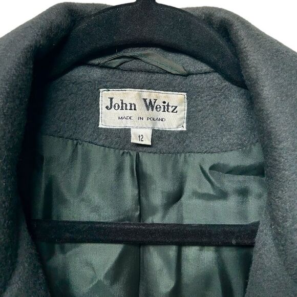 Vintage 100% Wool John Weitz Long Gray Double Breasted Peacoat Winter Coat Fall - Picture 4 of 8